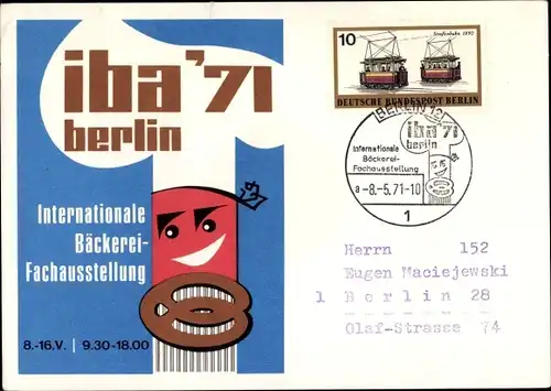 Ak Berlin Charlottenburg, Internationale Bäckerei Fachausstellung iba 1971