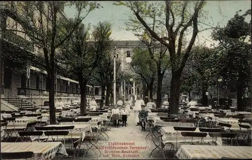 Ak Dresden Neustadt, Etablissement Waldschlösschen Terrasse, Inh. Rich. Schubert