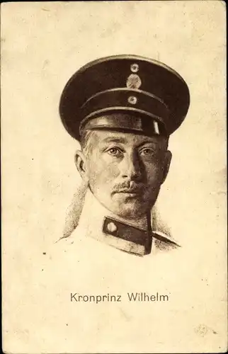 Künstler Ak Kronprinz Wilhelm von Preussen, Portrait in Uniform, Schirmmütze