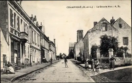 Ak Champigné Maine-et-Loire, La Grande Rue, Pharmacie