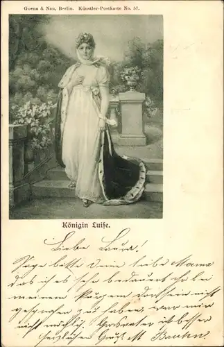 Künstler Ak Königin Luise von Mecklenburg Strelitz, Luise von Preußen, Portrait