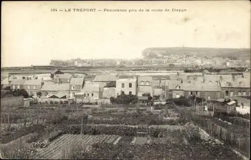 Ak Le Treport Seine Maritime, Panorama pris de la route de Dieppe