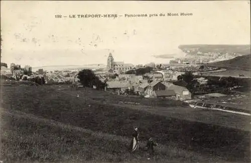 Ak Mers Le Treport Seine Maritime, Panorama pris du Mont Huon