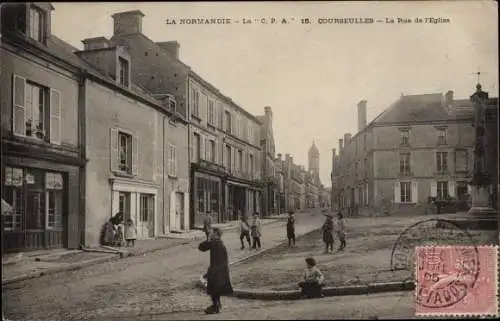 Ak Courseulles sur Mer Calvados, La Rue de l'Église