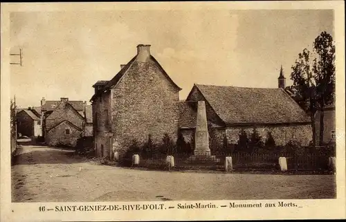 Ak Saint Martin de Lenne Saint Geniez de Rive d'Olt Aveyron, Monument aux Morts