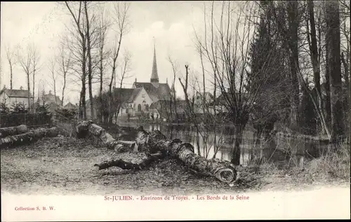 Ak St Julien Aube, Les Bords de la Seine