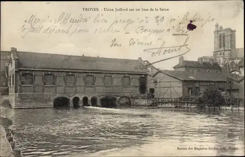 Ak Troyes Aube, Usine Jaillard sur un bras de la Seine
