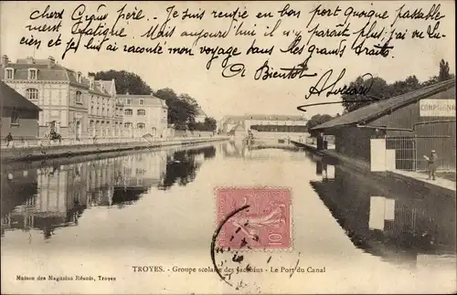 Ak Troyes Aube, Groupe scolaire des Jacobins, Le Port du Canal