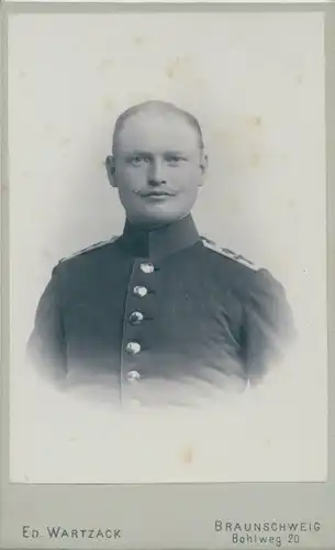 CdV Foto Porträt Deutscher Soldat, Kaiserreich, Fotograf Ed Wartzack, Braunschweig