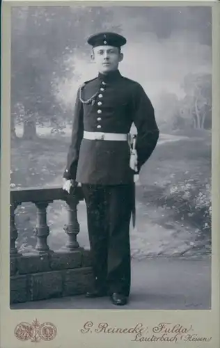 CdV Foto Porträt Deutscher Soldat, Kaiserreich, Schützenschnur, Fotograf Reinecke, Fulda Lauterbach