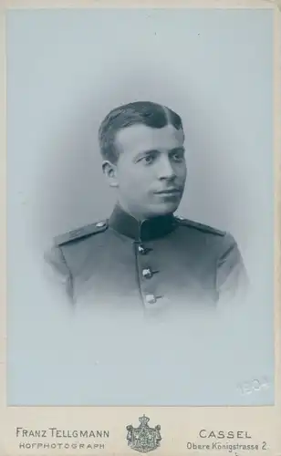 CdV Foto Porträt Deutscher Soldat, Kaiserreich, Regiment 83, Fotograf Franz Tellgmann, Kassel