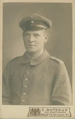 CdV Foto Porträt Deutscher Soldat, Kaiserreich, Fotograf E Motzkus, Halle