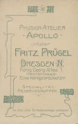 CdV Foto Porträt Deutscher Soldat, Kaiserreich, Fotograf Fritz Prügel, Atelier Apollo, Dresden