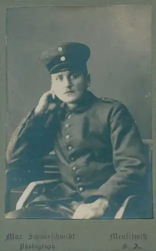 CdV Foto Porträt Deutscher Soldat, Kaiserreich, Fotograf Max Schaarschmidt, Meuselwitz