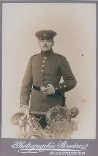 CdV Foto Porträt Deutscher Soldat, Kaiserreich, Fotograf Bruere, Diedenhofen