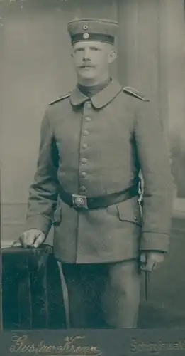 Kabinett Foto Porträt Deutscher Soldat, Kaiserreich, Fotograf Gustav Krenz, Schirgiswalde