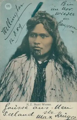 Ak Neuseeland, Maori Woman, Portrait