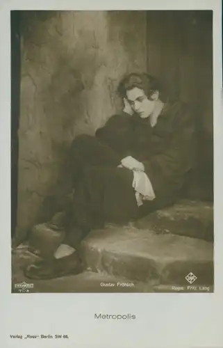 Ak Metropolis, Fritz Lang, Schauspieler Gustav Fröhlich, UFA, Ross