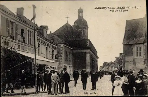 Ak Saint Georges sur Loire Maine-et-Loire, Rue de l'Eglise, Hotel de la Tete Noire