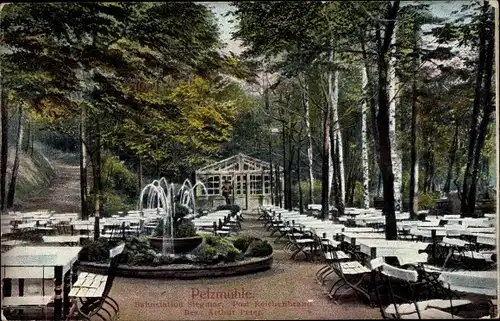 Ak Siegmar Chemnitz in Sachsen, Waldgaststätte Pelzmühle, Terrassenpartie