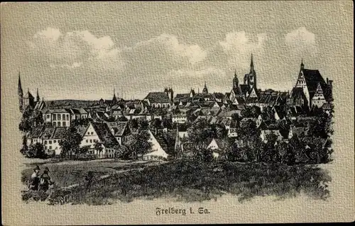 Ak Freiberg in Sachsen, Panorama