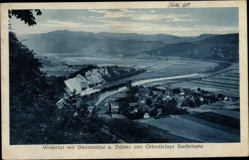 Ak Steinmühle Pegestorf an der Weser, Dölme Bevern, von Ottensteiner Hochebene