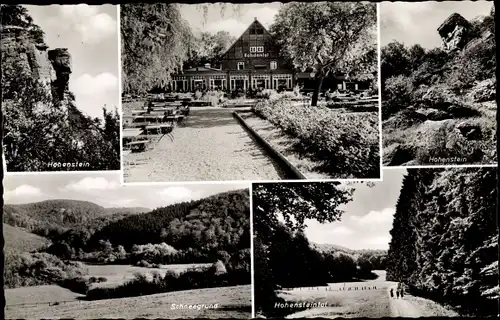 Ak Hessisch Oldendorf an der Weser, Gasthof, Hohenstein, Schneegrund, Tal