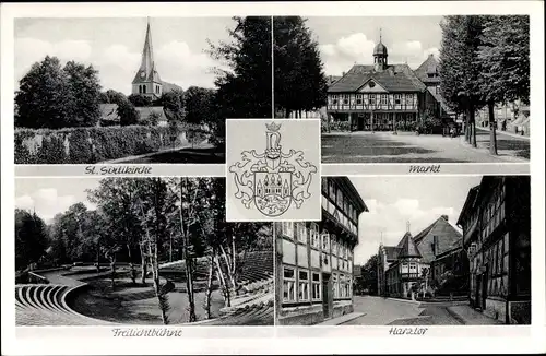 Wappen Ak Northeim in Niedersachsen, St. Sixtikirche, Markt, Freilichtbühne, Harztor