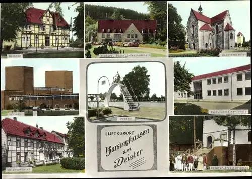 Ak Barsinghausen am Deister, Rathaus, Kirche, Freilichtbühne, Deister Hotel , Schwimmbad, Bahlsen