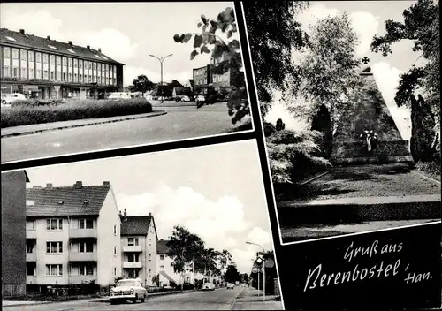 Ak Berenbostel Garbsen Niedersachsen, Straßenpartie, Denkmal, Geschäfte