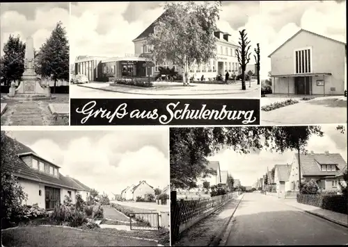 Ak Schulenburg Pattensen Leine, Sparkasse, Gaststätte, Straßenansicht, Denkmal