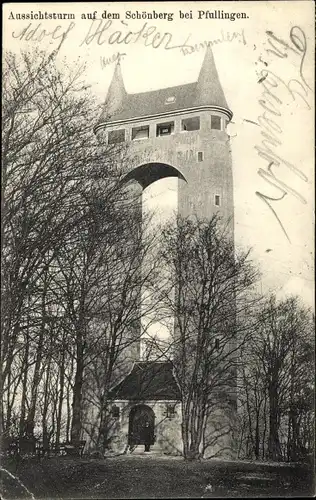 Ak Pfullingen in der Schwäbischen Alb, Aussichtsturm auf den Schönberg