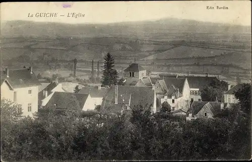 Ak La Guiche Saône et Loire, Blick auf den Ort, Kirche