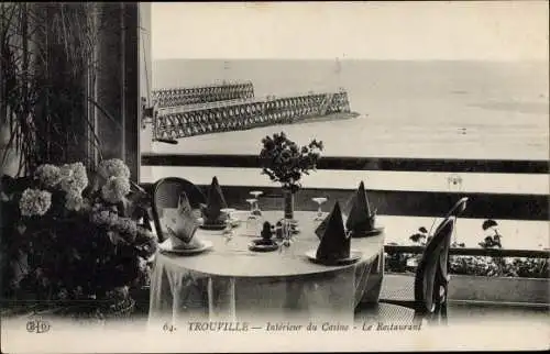 Ak Trouville Calvados, Intérieur du Casino, La Restaurant