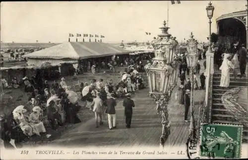 Ak Trouville Calvados, Les Planches vues de la Terrase du Grand Salon