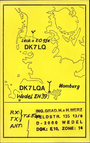 Ak QSL Karte, Funkerkarte, DK7LQ, DK7LQA, zu DK9HQ