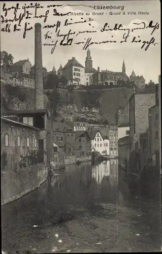 Ak Luxemburg Luxembourg, L'Alzette au Grund, Ville Haute