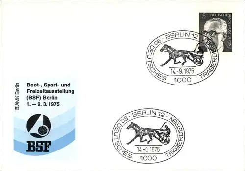 Ak Berlin Charlottenburg, Boot Sport und Freizeitausstellung BSF 1975, Dt. Traberderby