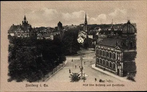 Ak Freiberg in Sachsen, Blick über Poststraße und Hornstraße