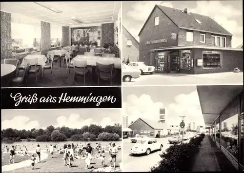 Ak Hemmingen Region Hannover, Café, Straßenpartie, Wiesenpartie