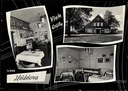 Ak Buschhausen Hildesheim, Gasthof Heidekrug, Aussen- und Innenansicht