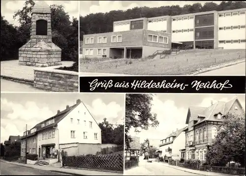 Ak Neuhof Hildesheim in Niedersachsen, Denkmal, Geschäft Rudolf Manusch, Gebäude, Straßenansicht