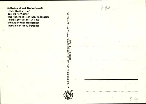 Ak Hoheneggelsen Hildesheim in Niedersachsen, Klein Berliner Hof, Aussen- und Innenansicht