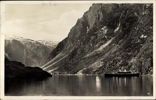 Ak Gudvangen Norwegen, Fjord, Dampfschiff