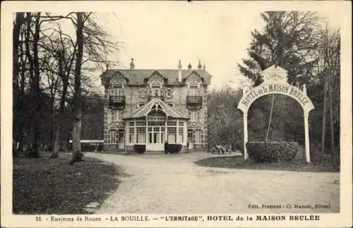 Ak La Bouille Seine Maritime, Hotel de la Maison Brulee, l'Hermitage