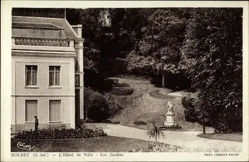 Ak Bolbec Seine Maritime, L'Hotel de Ville, les Jardins