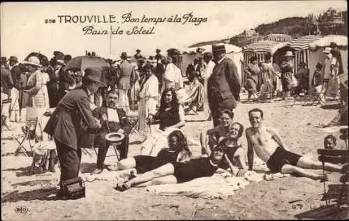 Ak Trouville Calvados, Bon temps à la Plage, Bain de Soleil