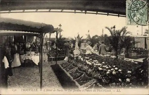 Ak Trouville Calvados, L'Hôtel de Paris, Les Jardins à l'heure du Five o'Clock