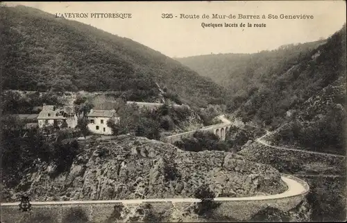 Ak Sainte Genevieve sur Argence Aveyron, Route de Mur de Barrez