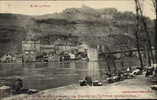 Ak Capdenac Gare Aveyron, Les Bords du Lot, Wäscherinnen